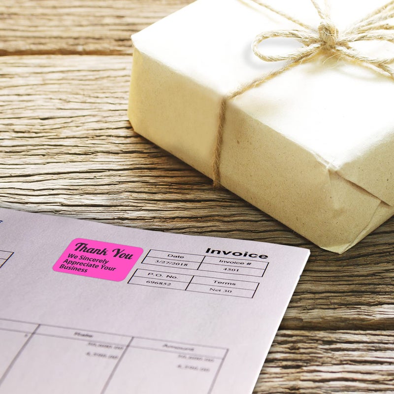 SmartSign Pack of 500 Thank You We Sincerely Appreciate Your Business Labels in Dispenser Box | 1" x 1.5" Fluorescent Paper Stickers, Made in USA - Image 3